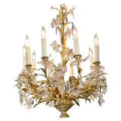 19th Century French Baccarat Style Dore' Flower Chandelier