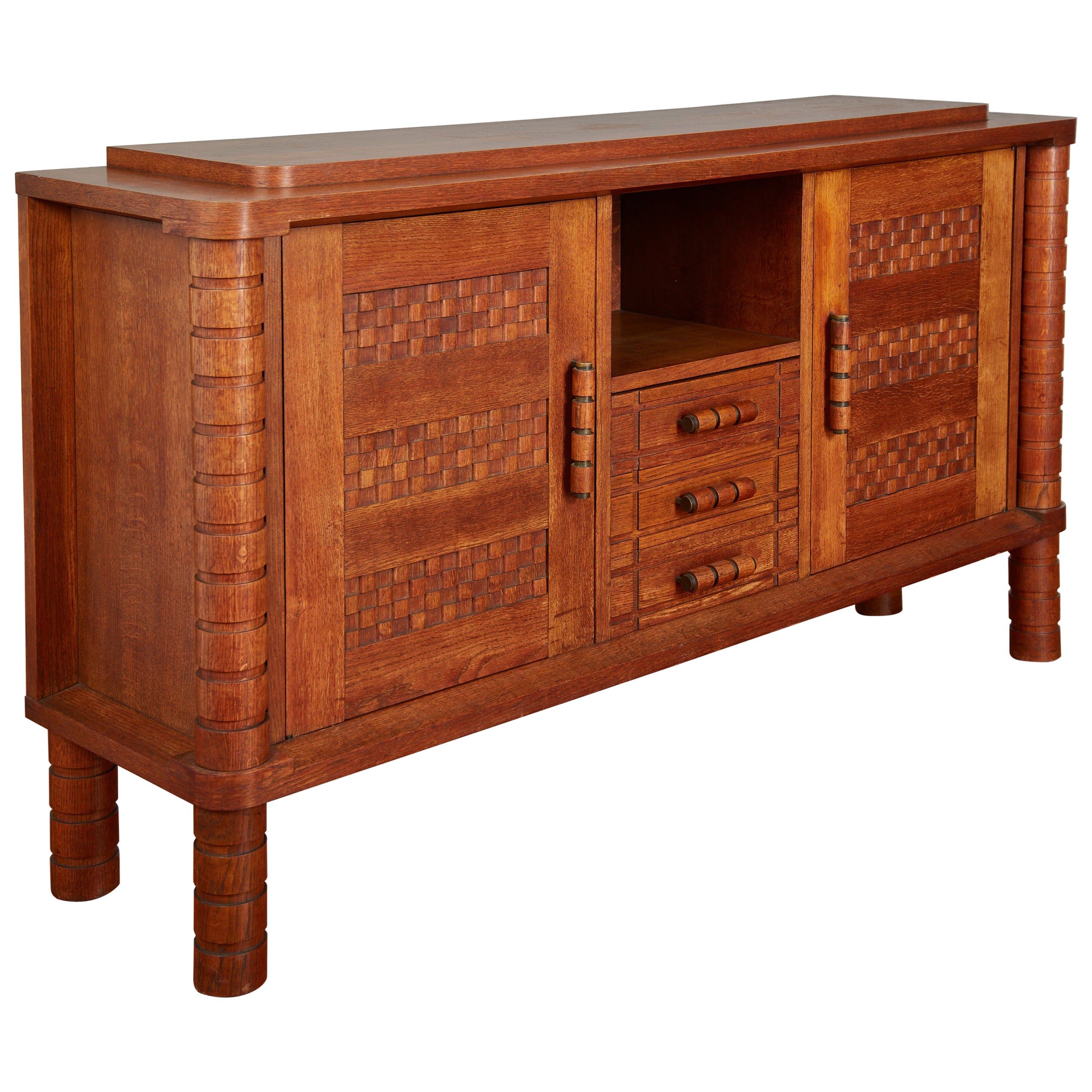 Large French Carved Sideboard in Oak   For Sale