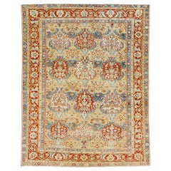 1920s Antique Persian Bakhtiari Wool Rug with a Tan Color and Allover Pattern