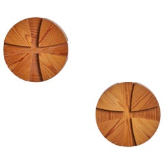 Vintage Danish Designer, Wall Lights, Pine, Denmark, 1960s