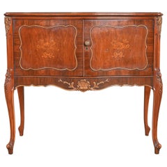 Antique Romweber French Provincial Louis XV Carved Rosewood Server or Bar Cabinet, 1920s