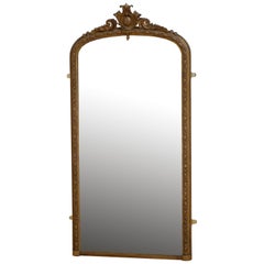 Miroir de pilier en bois doré du 19ème siècle H156 cm