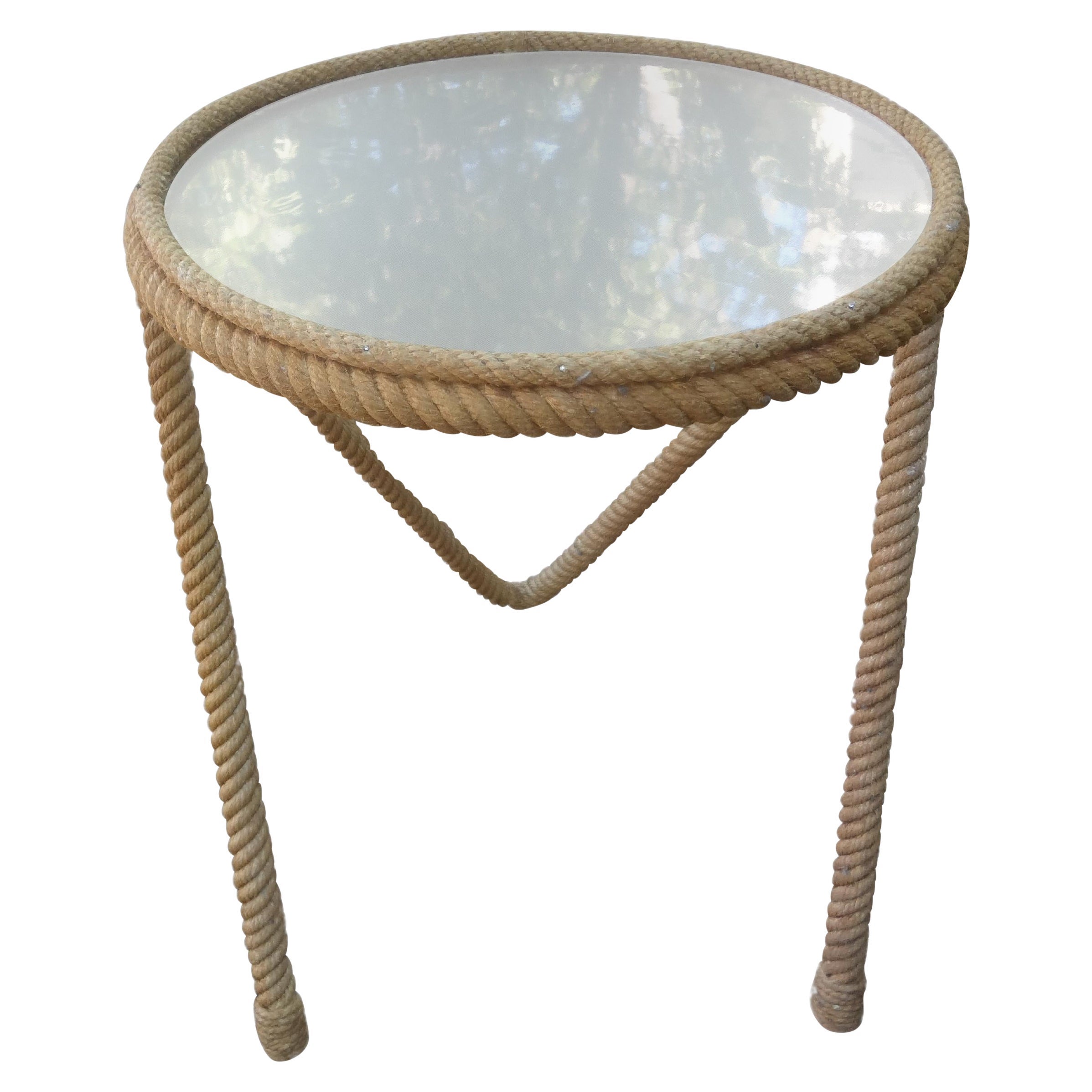 French Audoux & Minet Rope And Glass Table