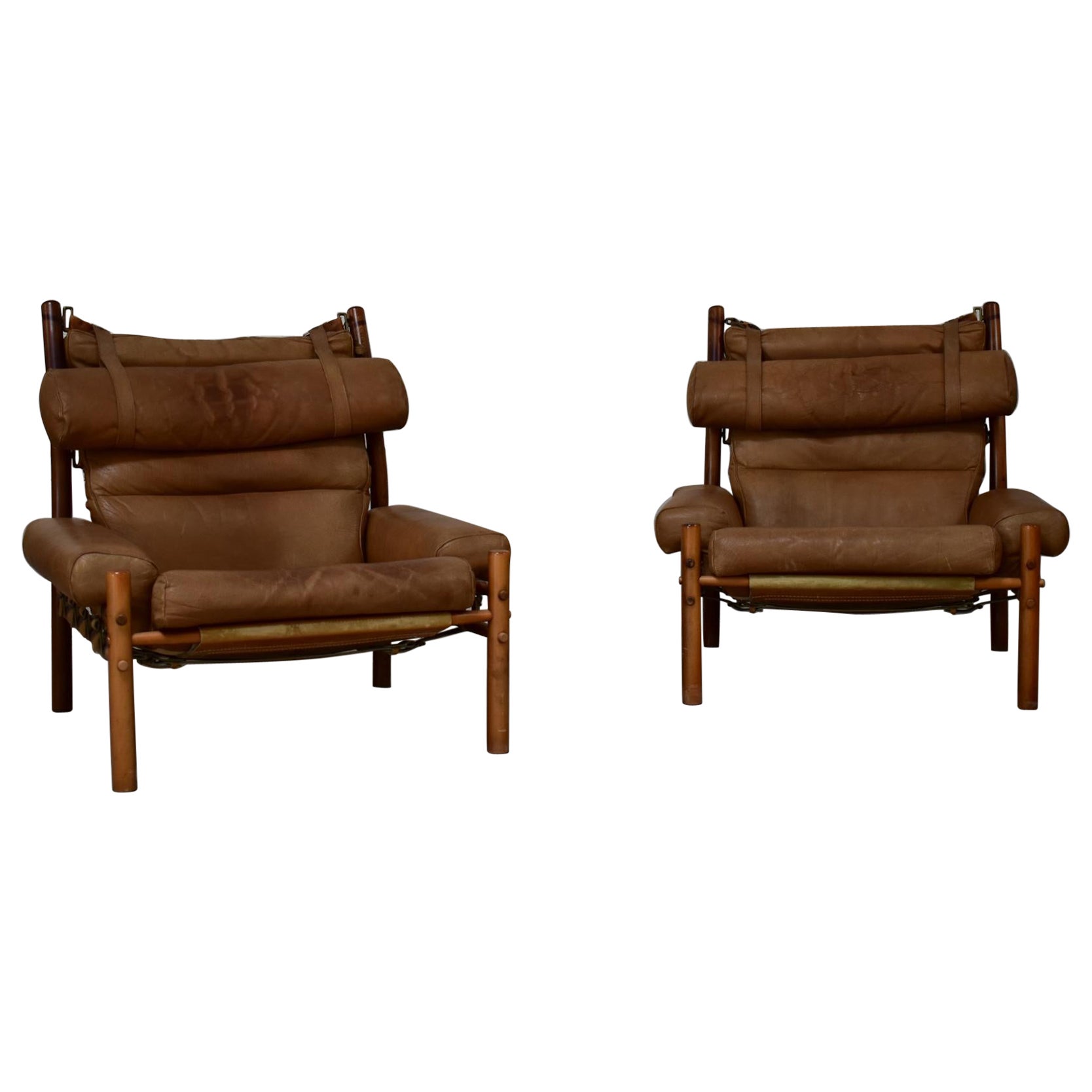 Pair of Arne Norell Inca Lounge Chairs 