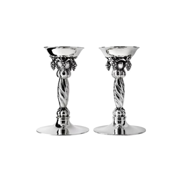 Jensen Sterling Silver Candlesticks 612 For Sale at 1stDibs
