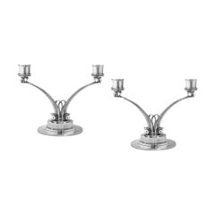 Paire de candélabres Art Déco vintage Georg Jensen 278