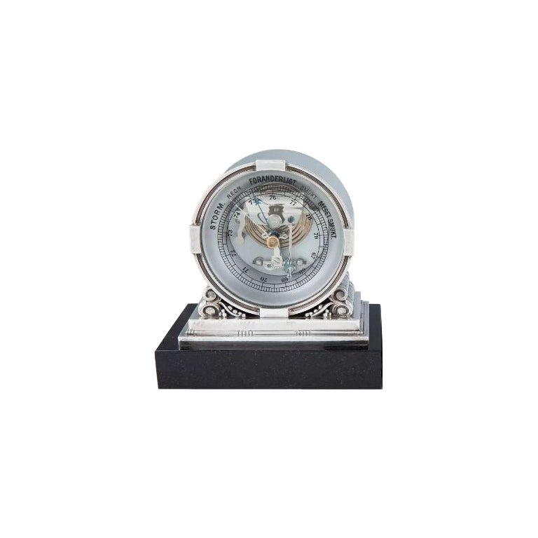 Vintage Georg Jensen Sterling Silver Barometer 596 For Sale