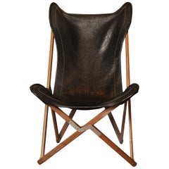 Black Leather Tripolina Armchair