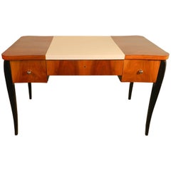 Art Deco Desk in Veneer Walnut and Blackened Wood 12