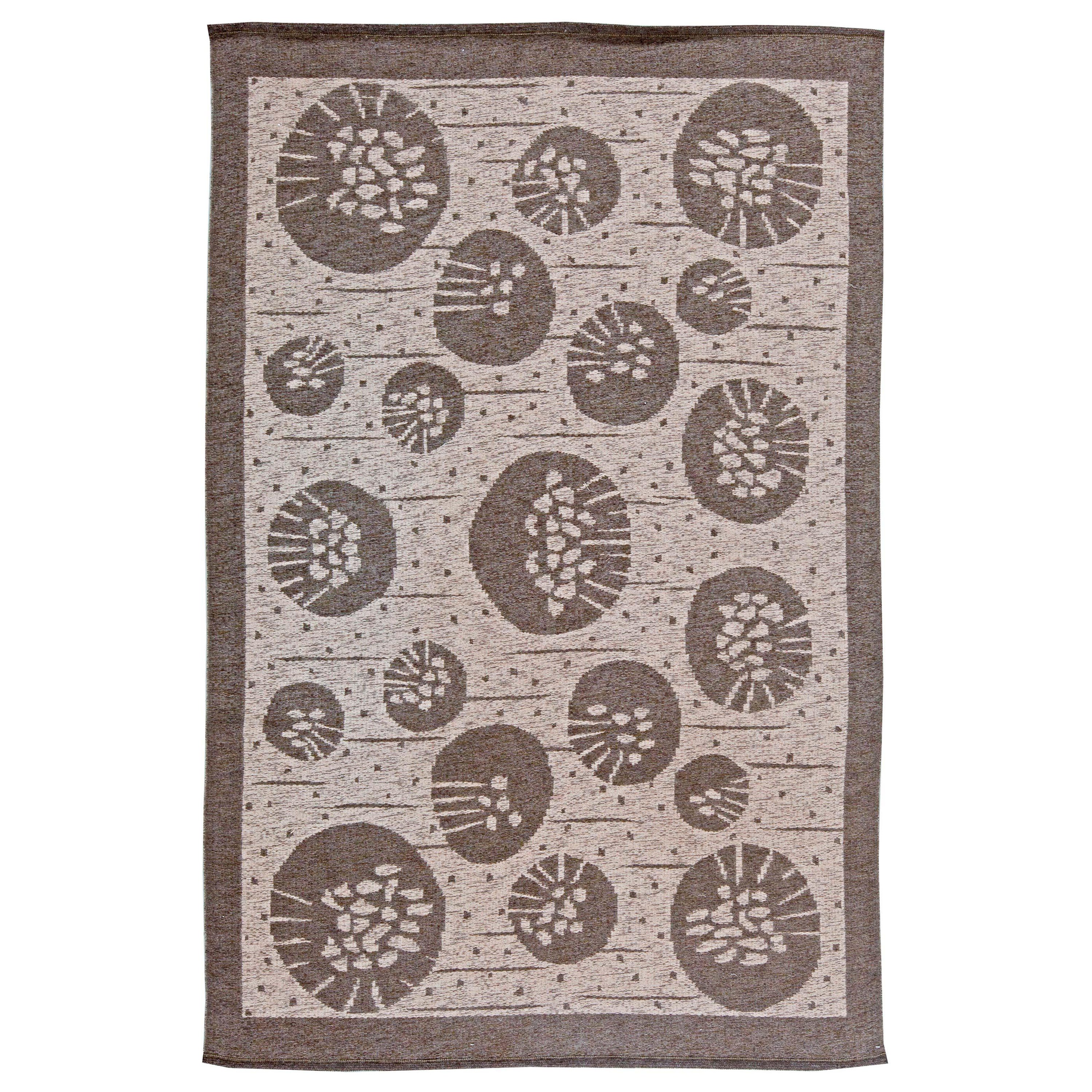 Midcentury Double Sided Swedish Flat-Weave Wool Rug by Orsa