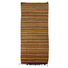 5x11.2 Ft Nomadic Handmade Vintage Banded Runner Kilim Rug 'FlatWeave', All Wool