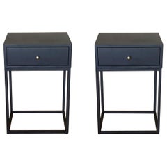 Retro Pair of Black Nightstands with Single Drawer in  McCobb Style