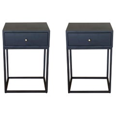 Pair of Black Nightstands with Single Drawer in McCobb Style