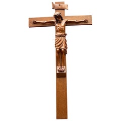 Early 1900 and Very Fine Quality Hand Carved Wall Crucifix / Jesus on the Cross