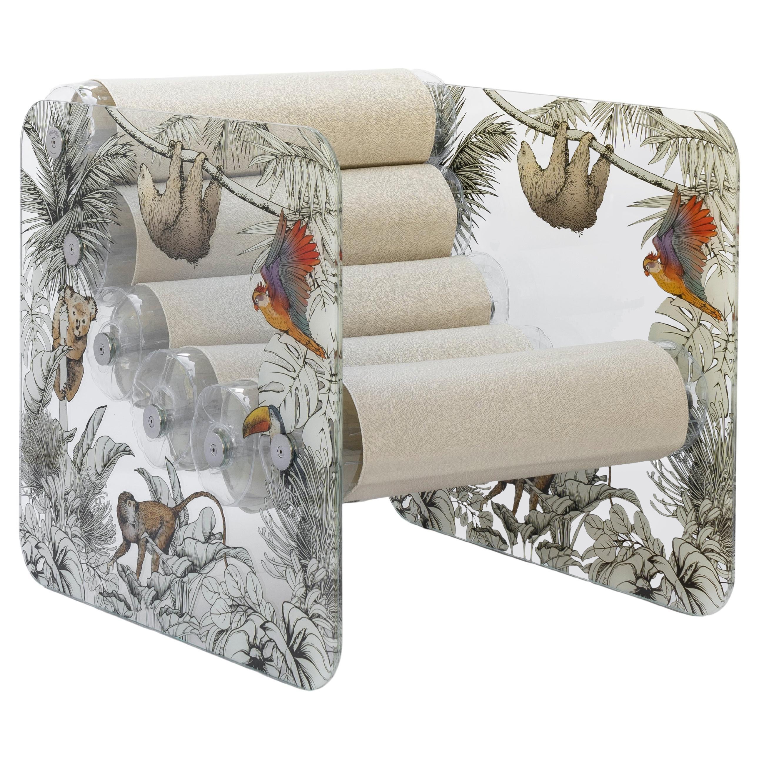 Design armchair Mw02 "Jungle", handmade in France, designed by Olivier Santini For Sale