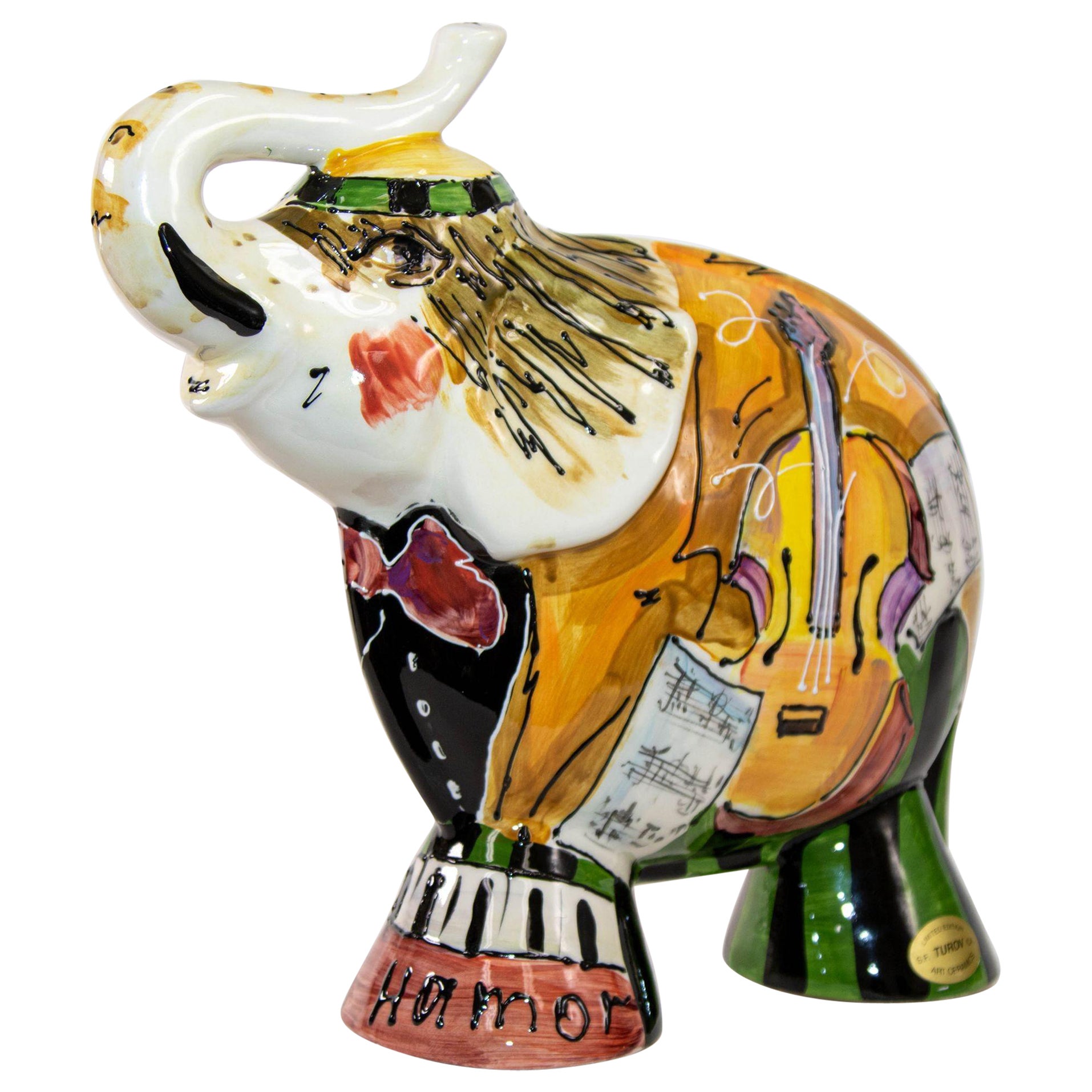 1990s Anatoly Turov Large Ceramic Circus Elephant Signed and Numbered For Sale