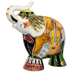 Antique 1990s Anatoly Turov Large Ceramic Circus Elephant Signed and Numbered