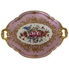 Antique Vassoio Rosa Limoges France Decorato a mano del '900 -Antiques-