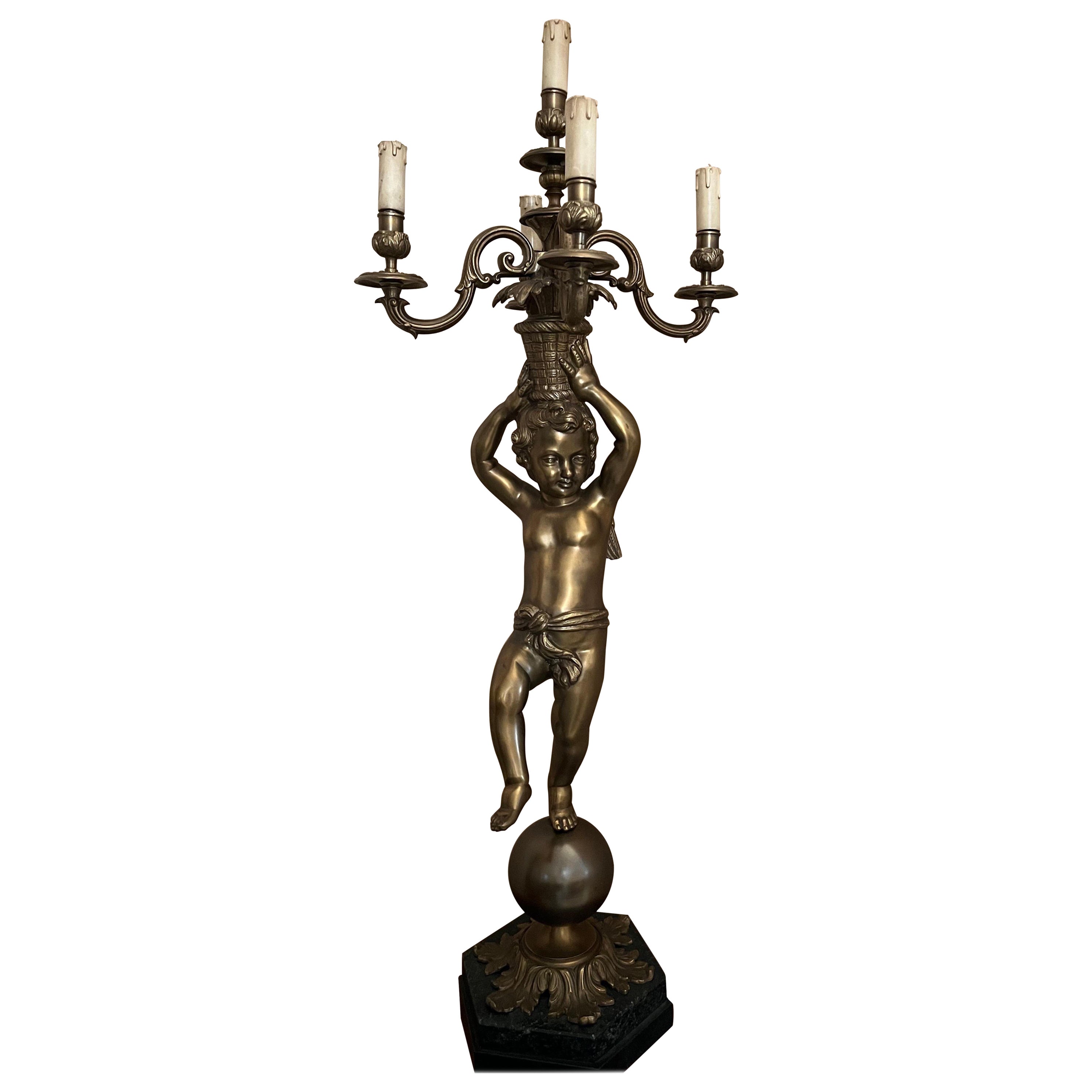 Lampada da tavolo Putto Stile Impero ‘900 For Sale