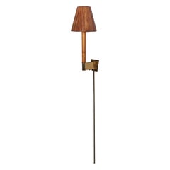 KT-Valaistus, Wall Light, Brass, Birch, Rattan, Finland, 1960s