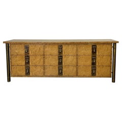 Burlwood and Brass Nine Drawer Dresser