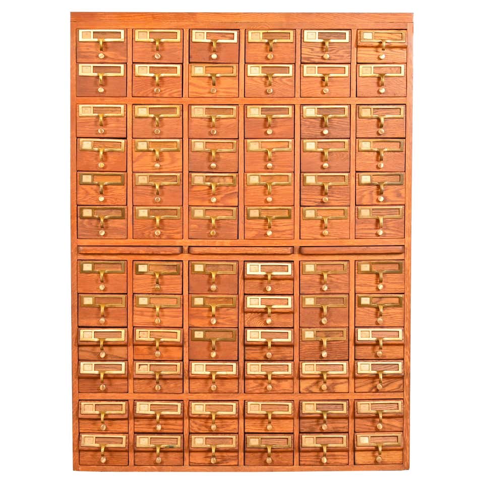 Shaw Walker Midcentury Industrial Age 54Drawer Metal Library Card