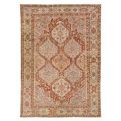 The Floral Persian Bakhtiari Rust Wool Rug Handcrafted in the 1920s