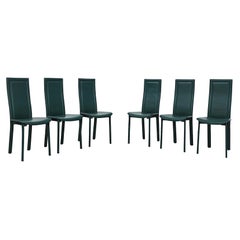 Set di 6 sedie da pranzo con schienale alto in pelle verde di Cattelan Italia