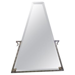 Edgar Brandt style French Iron Art deco Triangular Wall Mirror Circa 1930