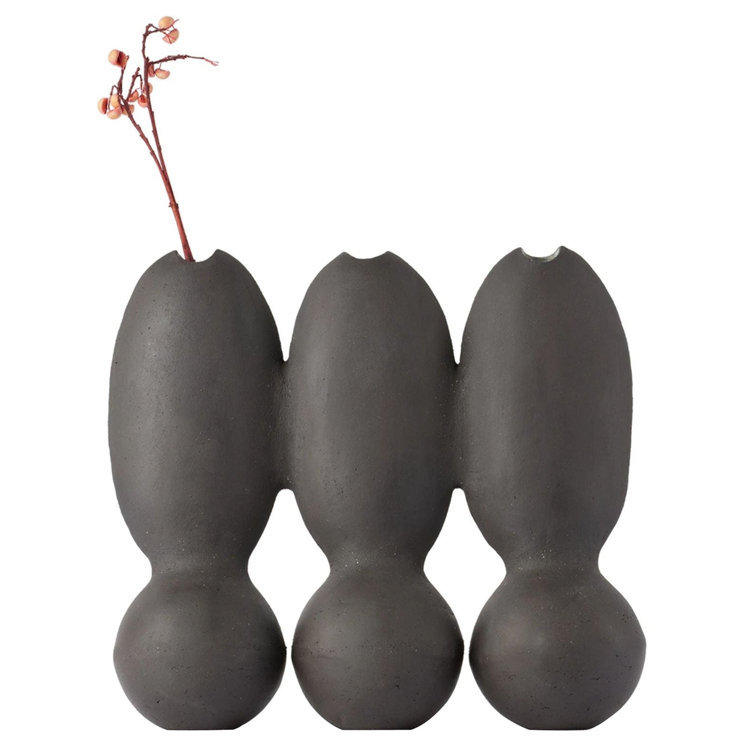 Itera Black Triple Vase by Ia Kutateladze For Sale