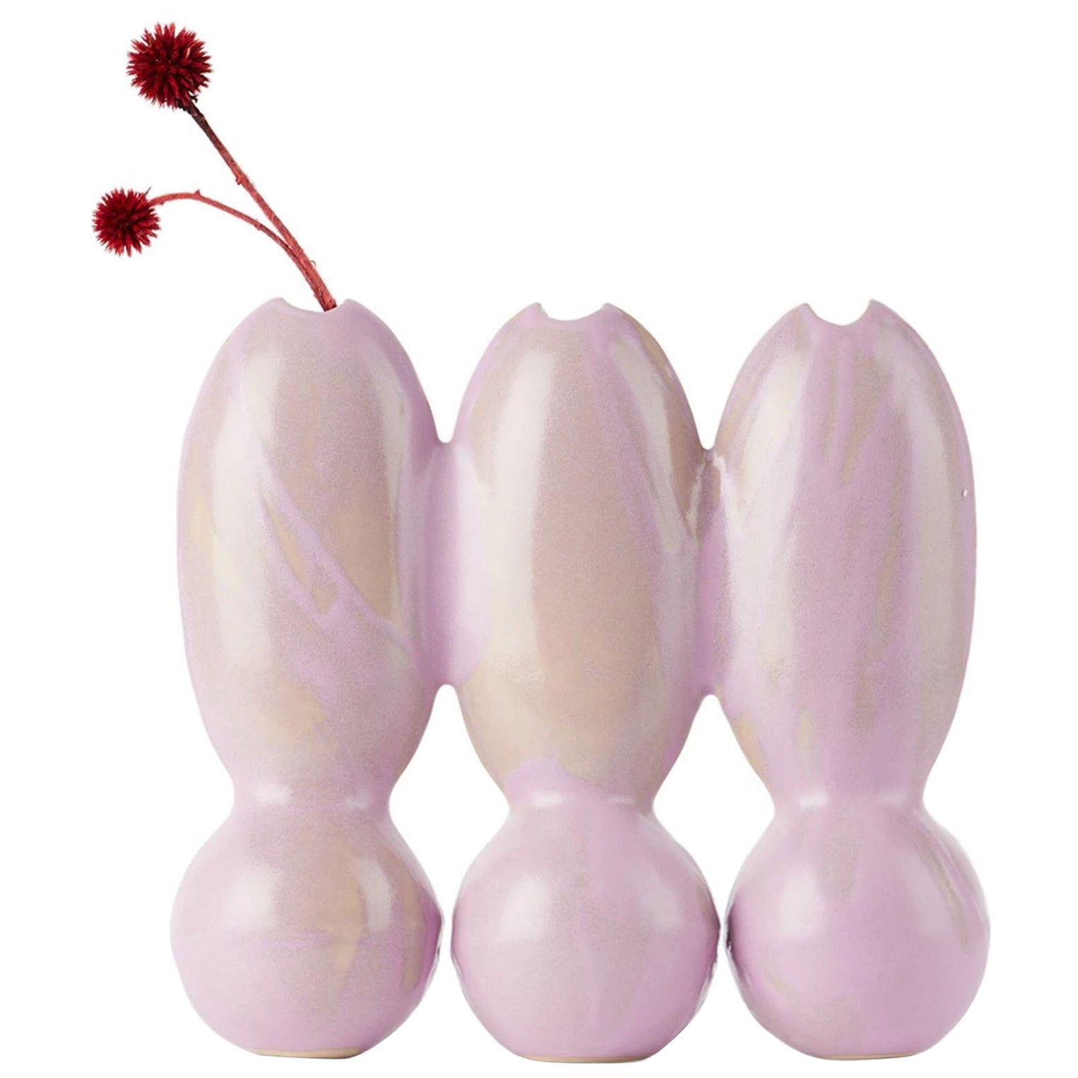 Itera Lilac Pink Triple Vase by Ia Kutateladze For Sale