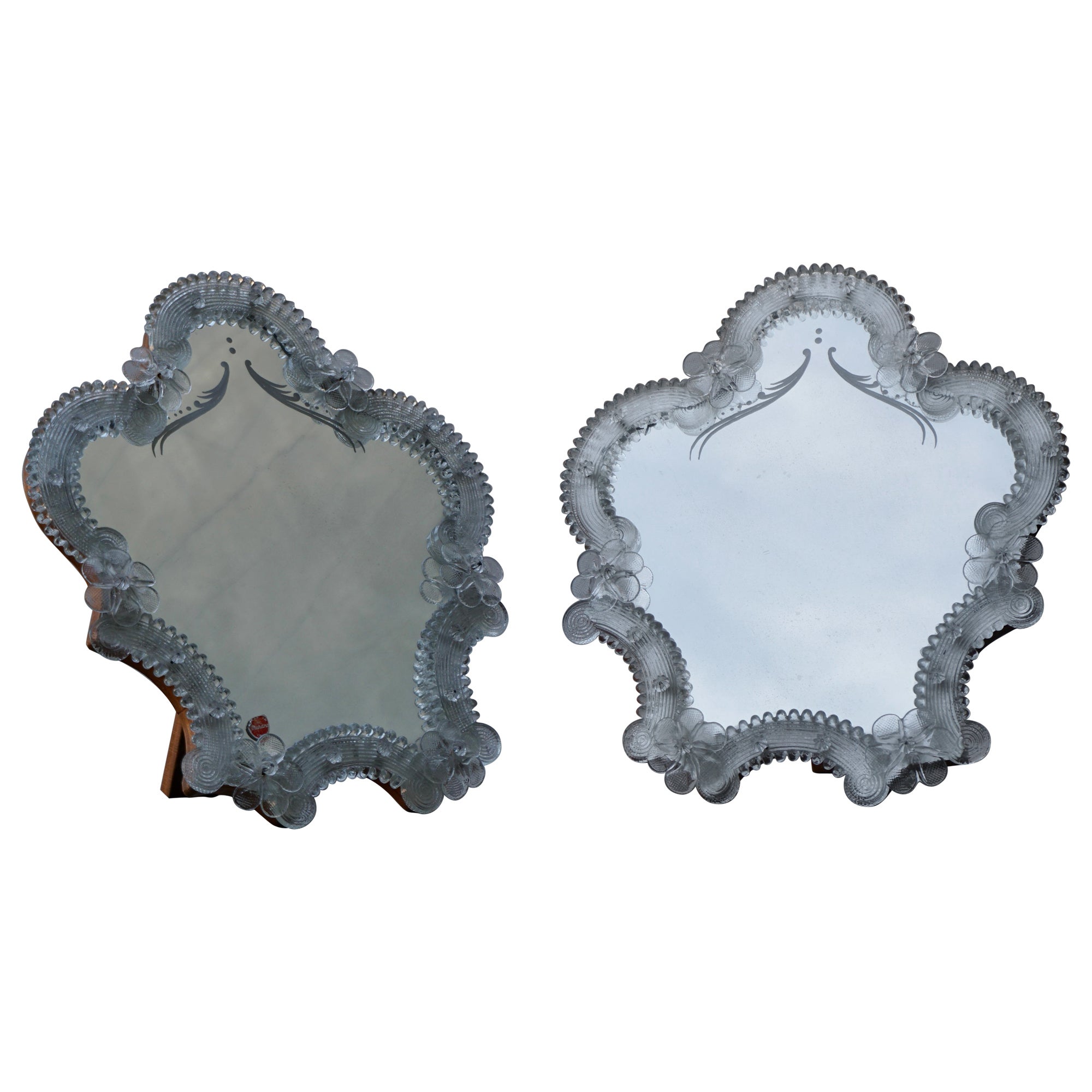 Two Vintage Italian Murano Vanity Mirror For Sale