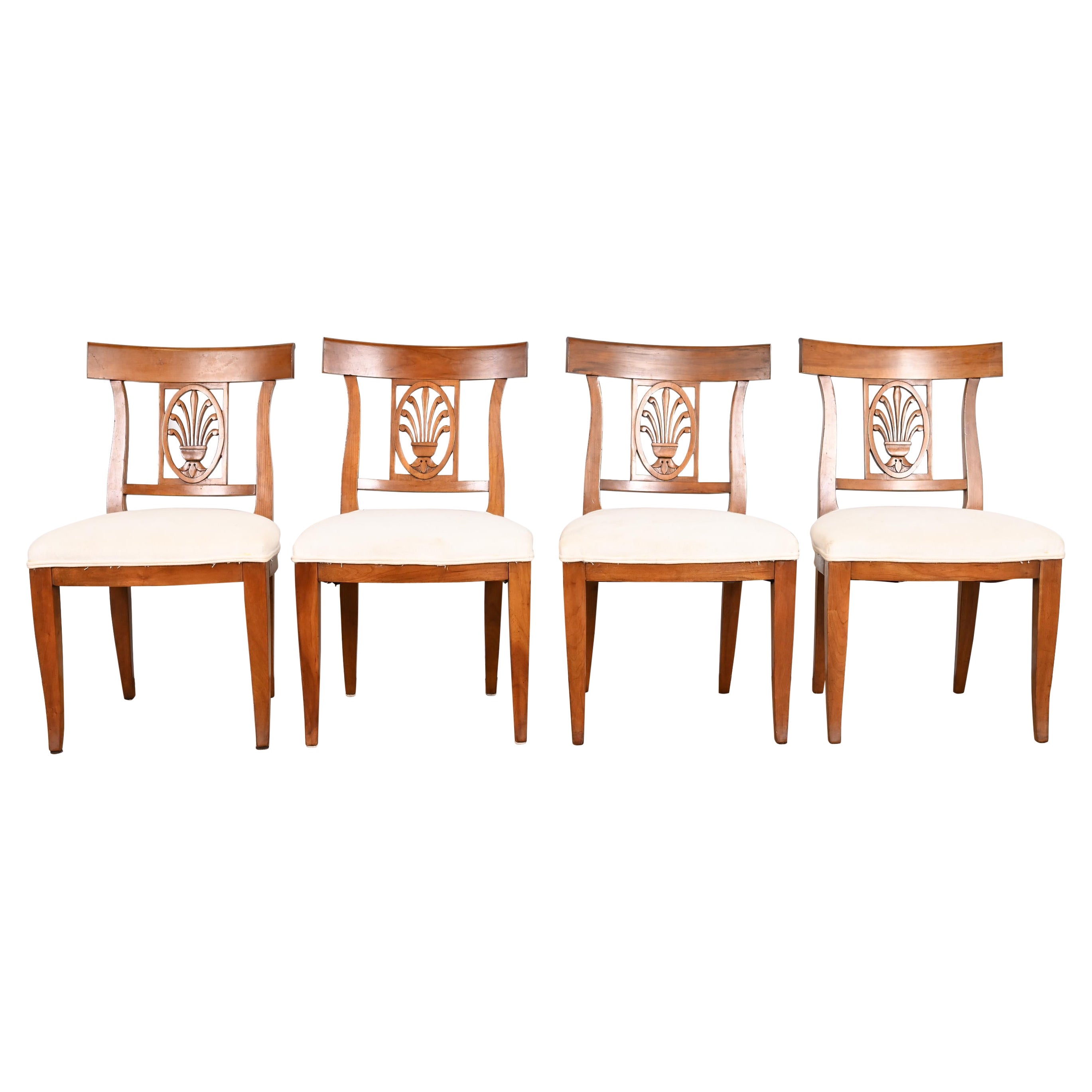 Kindel Furniture Regency Carved Fruitwood Dining Chairs, Set of Four