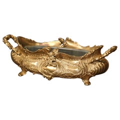 Used Louis XV Repousse Bronze Oval Jardinière Center Piece with Zinc Liner
