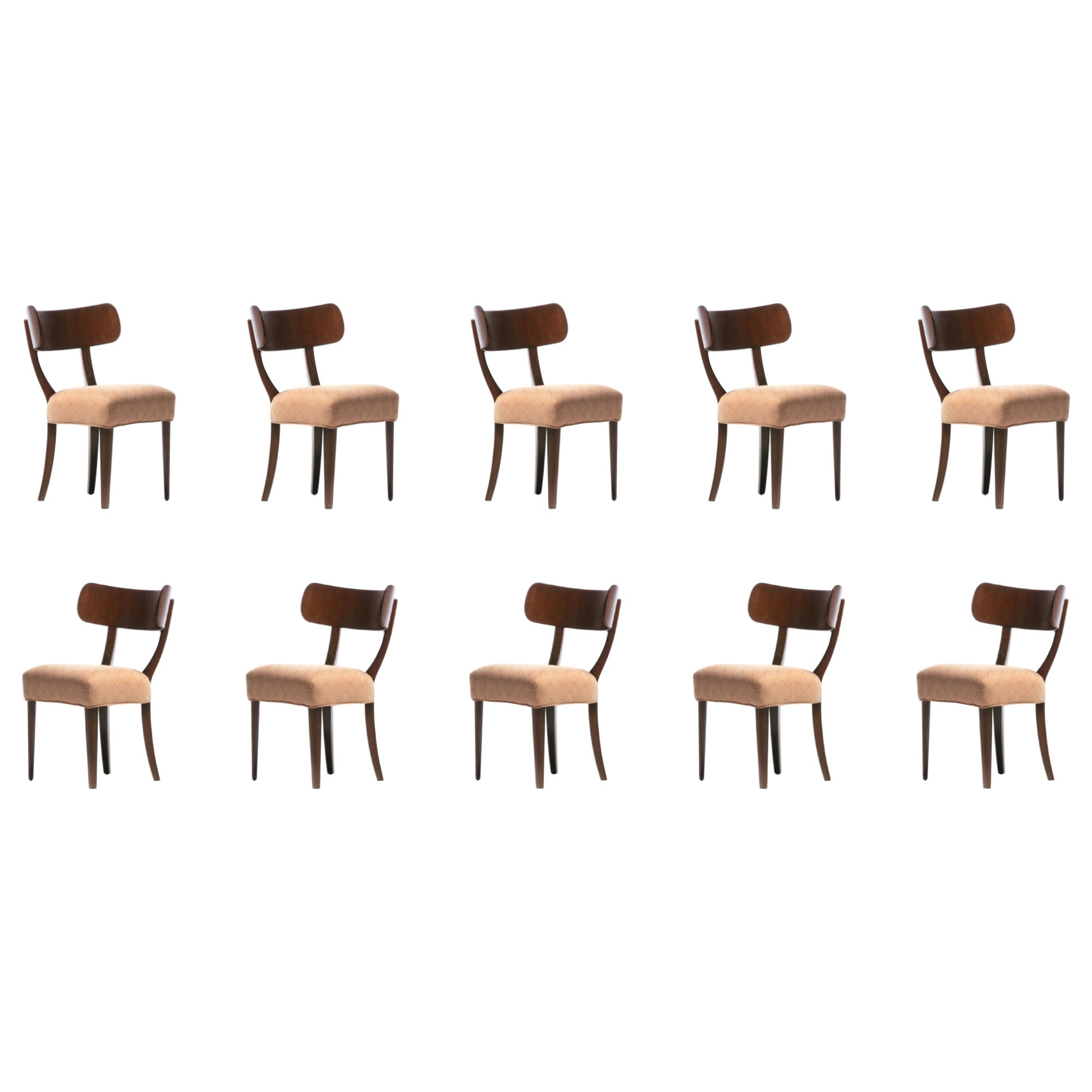 Set of Ten Klismos Dining Chairs by Carl Malmsten for Widdicomb, circa 1940 For Sale