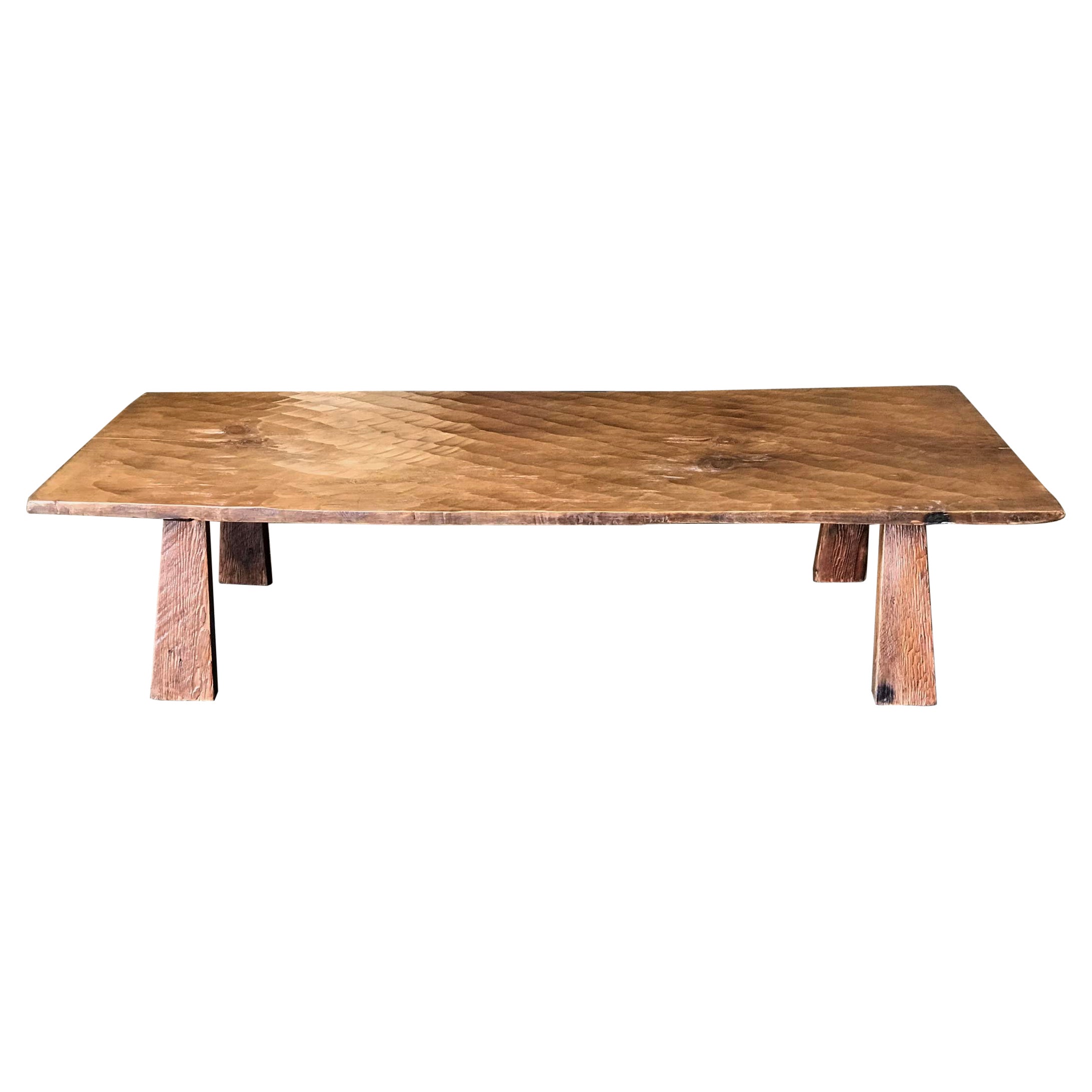 Rustic One Wide Board Hand Hewn Coffee Table