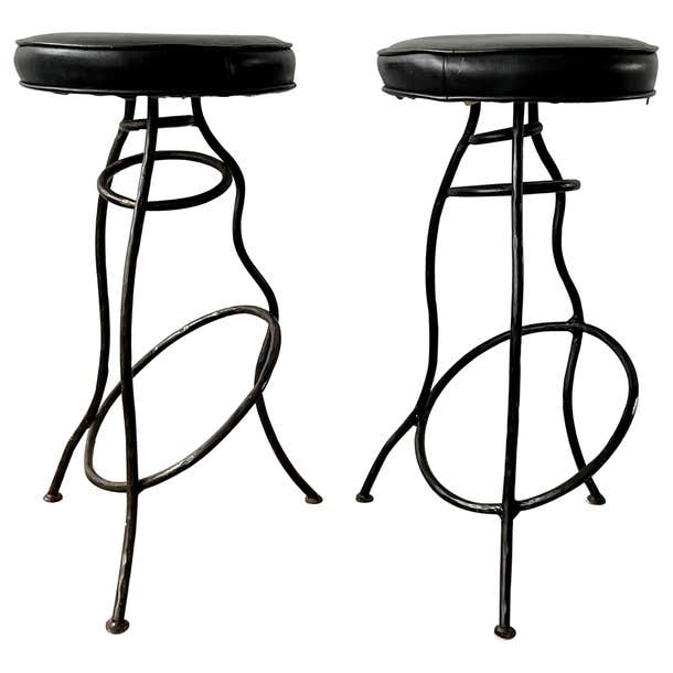 Mid-Century Modern Iron Bar/Counter Stools at 1stDibs | black wrought ...