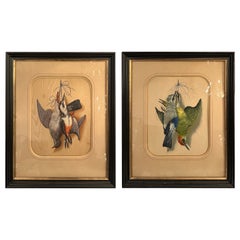 Pair Antique Framed "Nature Mortes" Paintings on Wood Panel, Circa 1870.