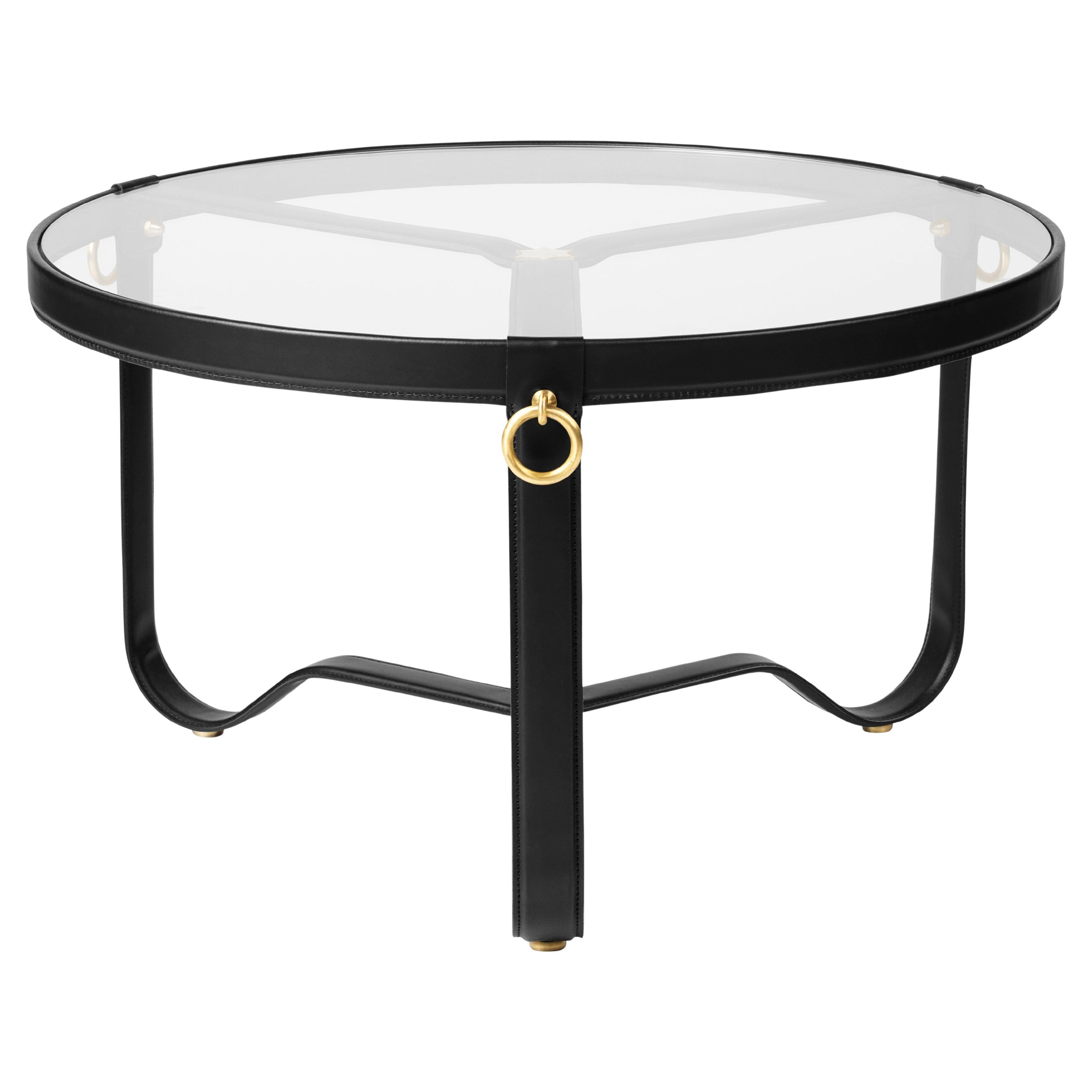 Adnet Coffee Table, Small - Black Leather - by Jacques Adnet for Gubi  For Sale