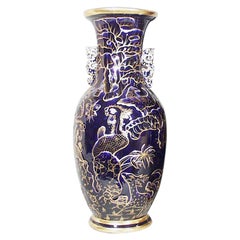 Antique Mason's Ironstone Chinoiserie Mazarine Large Blue Vase