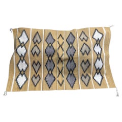 Native American Navajo Antique Vintage Geometric Handwoven Wool Rug Blanket
