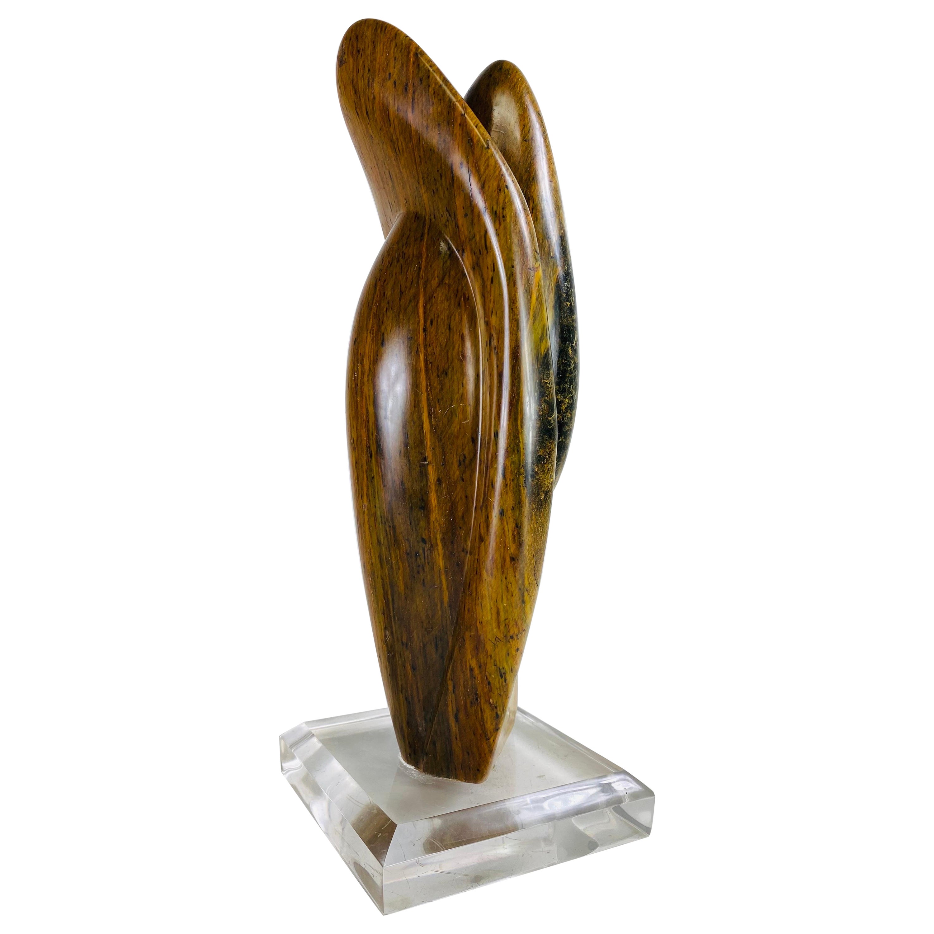 Mid century vintage abstract modern stone sculpture. For Sale
