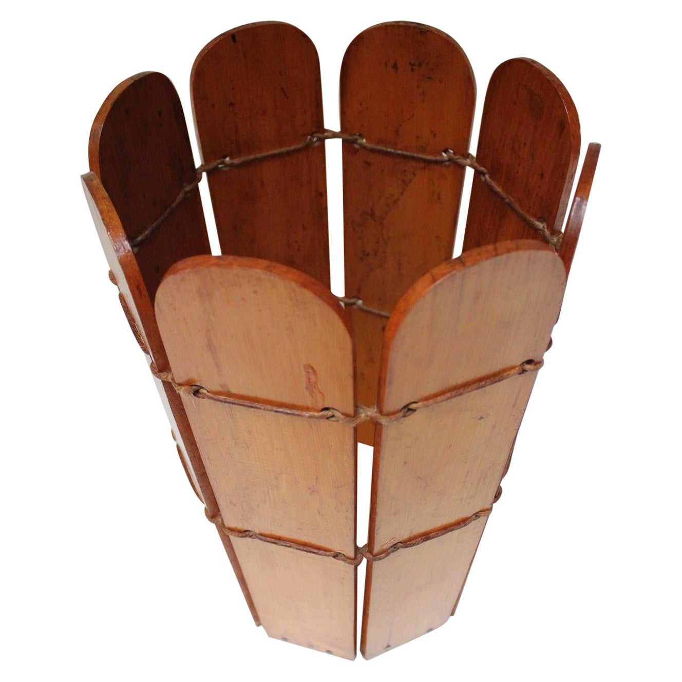 Vintage Adirondack / Craftsman-Style Maple Wastebasket For Sale