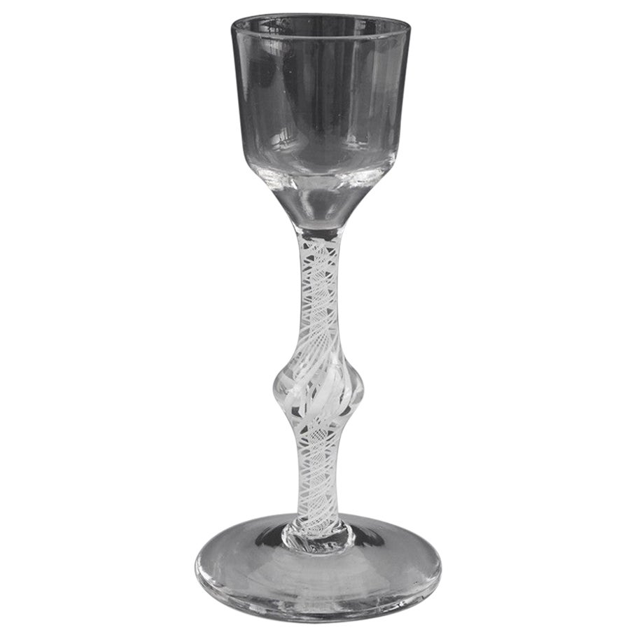 Fine Georgian Knopped Opaque Twist Wine Glass c1765 For Sale