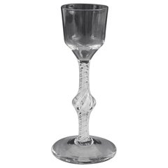 Antique Fine Georgian Knopped Opaque Twist Wine Glass c1765