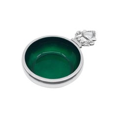 Georg Jensen Acorn Sterling Silver Salt Cellar 102 Green Enamel