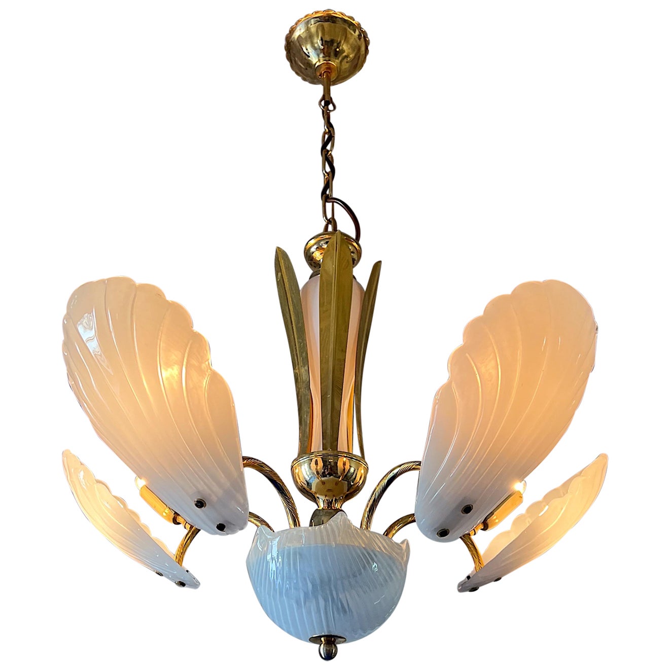 Shell Murano Glass Chandelier, 1980 For Sale