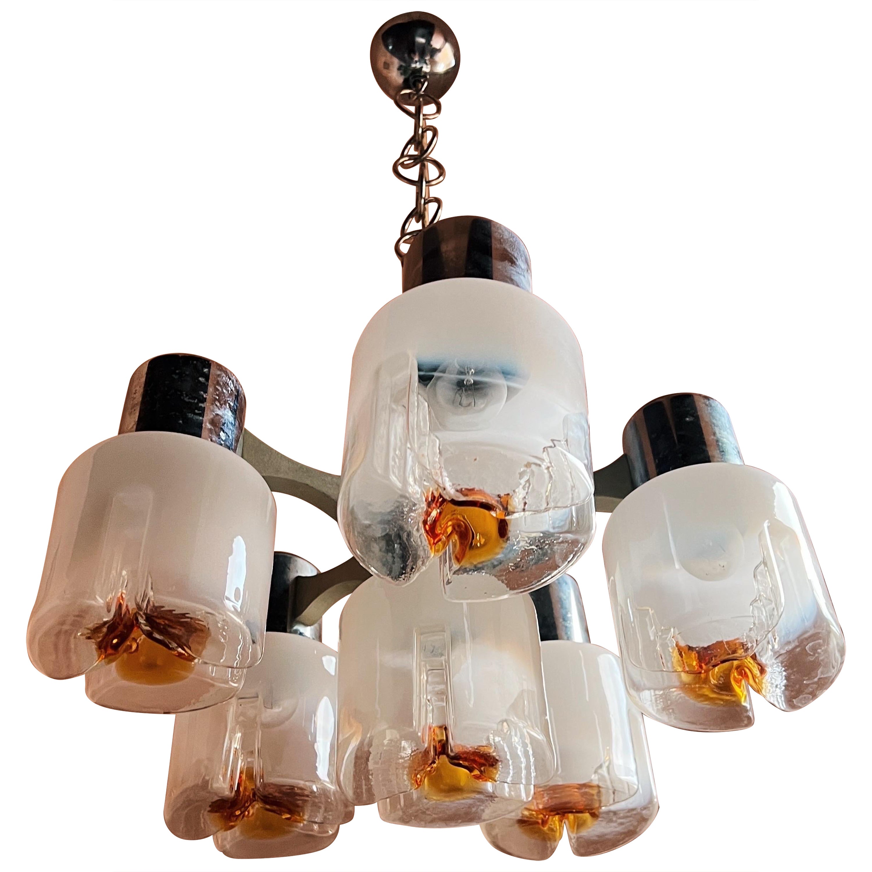 1970s Murano glass ceiling light by Mazzega For Sale