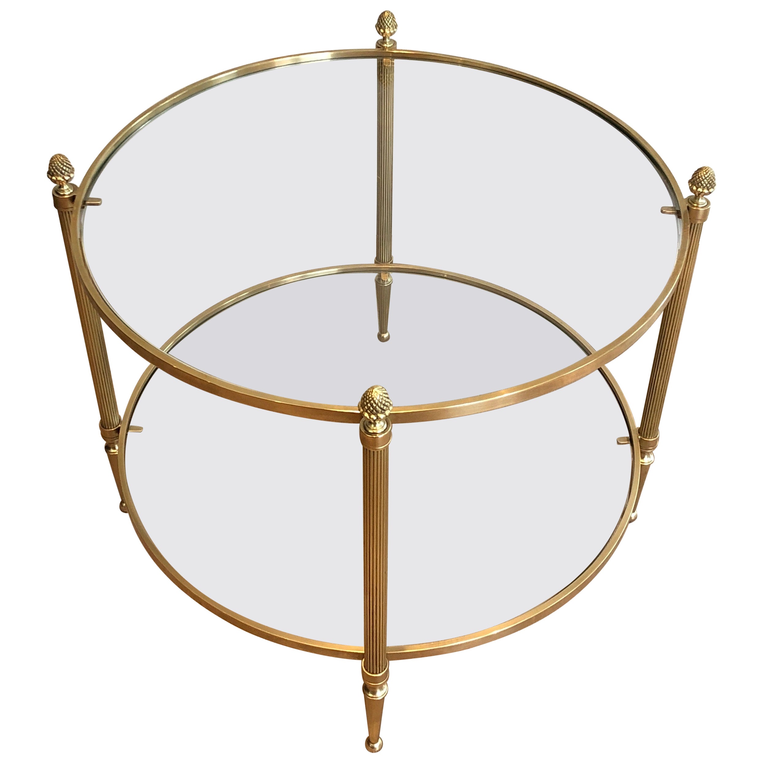 Small Round Brass Coffee Table by Maison Baguès For Sale