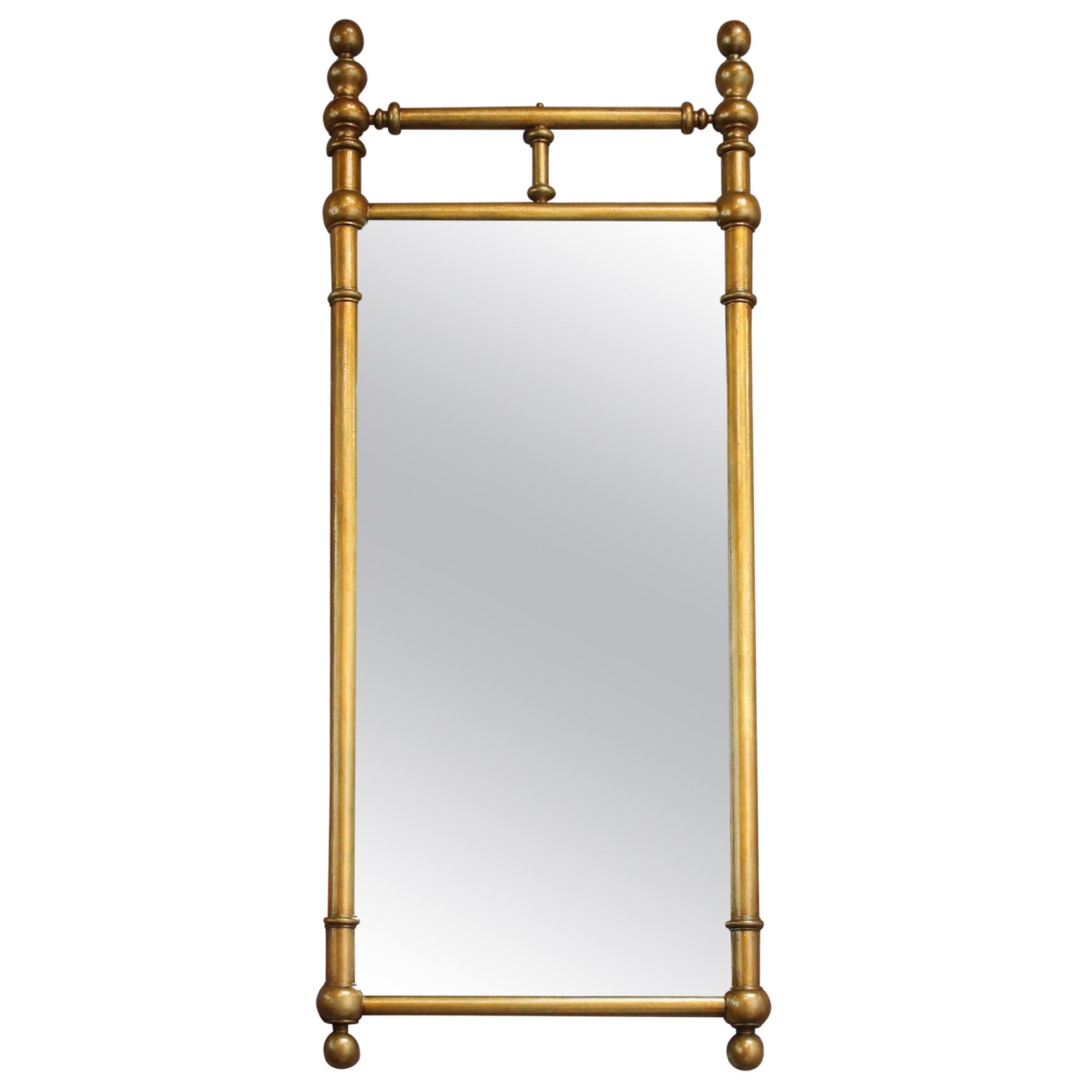 Vintage Gilt Cast Metal Wall Mirror For Sale